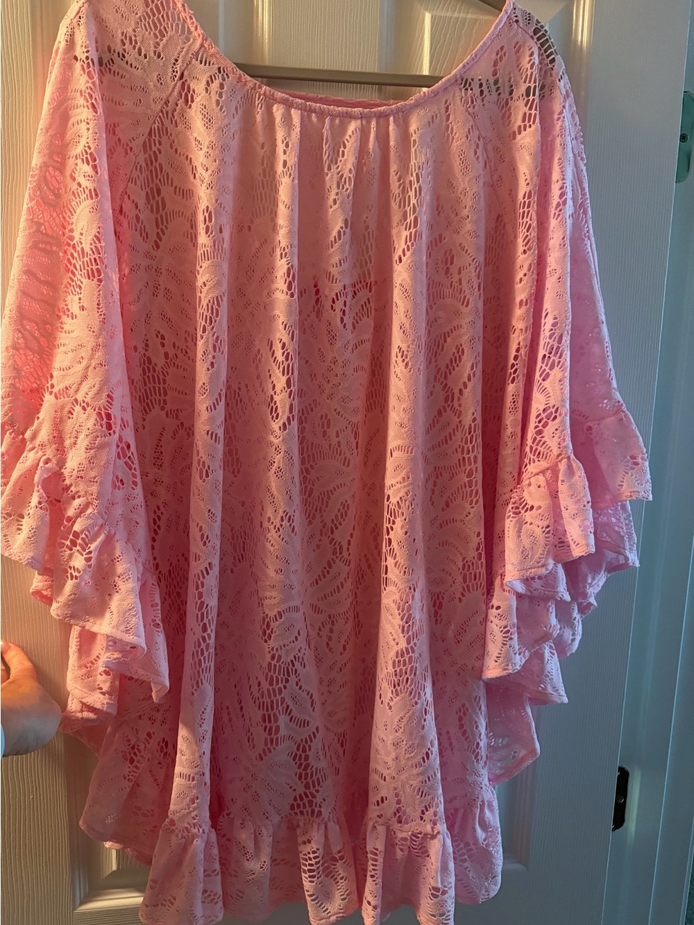 Lilly Pulitzer Atley Pink Lace Ruffle Swim Cover-Up